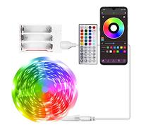 Battery Powered LED Strip Lights 13.2ft, LED Lights Battery Operated Color Changing Music Sync App Remote Control RGB USB Led for TV, Party, Room Decoration