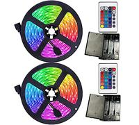Battery Powered Led Strip Lights,2 Pack 6.56ft Strip Lights Battery Operated Led Strip Kit,24-Keys Remote Controlled,DIY Indoor and Outdoor Decoration