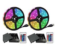 Battery Powered Led Strip Lights 20ft, Battery Operated Color Changing RGB Led Light Strip with 2 Buttons Remote,DIY Indoor and Outdoor Decoration