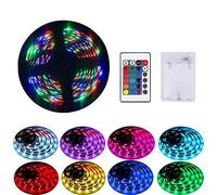 Battery Powered Led Strip Lights with Remote, Self-Adhesive, Cuttable, Waterproof, 6.56FT 60Led RGB Strip Lights for TV Kitchen Cupboard Bedroom Decor