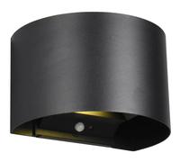 Reality Leuchten LED outdoor wall lamp Talent, black, width 16 cm Sensor