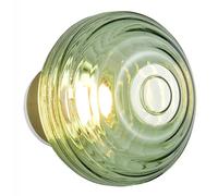 Battery Powered Light Brass Earl LED Wall Matt Green Glass USB Rechargeable Trio