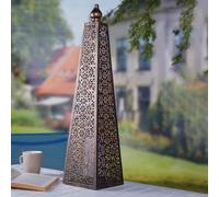 Battery Powered Moroccan Style Pyramid Lantern Lamp - 8 Lumen Weatherproof Bronze Effect Freestanding Indoor Outdoor Home Garden LED Light for Table, Patio, Deck, Pathway, Balcony, Yard - H60 x 15cm