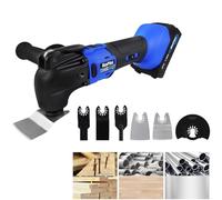 Battery Powered Oscillating Multitool, 6 Speeds, Cordless Oscillating Tool Multi Tools with 1 x 21V 1.5Ah Battery, 4 Blades, 2 Scrapers, 15pcs Sanding Sheets for Cutting, Sanding, Grinding