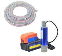 Battery powered portable submersible diesel pump with 5m steel hose designed for fluid transfer and water pumping with wide battery compatibility