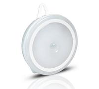 Battery Powered Round Motion Sensor LED Night Light - 50 Lumen Portable Wireless Magnetic or Wall Mountable Home Lighting for Cupboard, Hallway, Bedroom, Shed, Garage, Caravan - H9 x W8 x D2cm