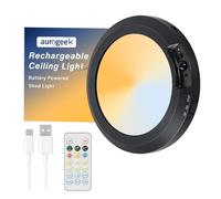 Battery Powered Shed LED Ceiling Light with Remote Rechargeable Cordless Motion Sensor Indoor with 3 Color Stepless Dimming Magnetic Mount LED Wireless Wall Lights for Closet Stairs Shed Garage