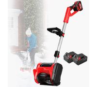 Battery Powered Snow Blower, Electric Snow Thrower with Direction Bar, Auxiliary Handle, Battery and Charger Included for Patios and Playgrounds
