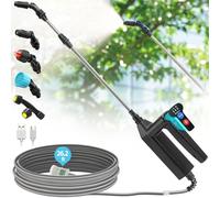 Battery Powered Sprayer Wand, 32 Inch Garden Sprayer Telescopic Wand with 3 Adjustable Speeds, Battery Indicator, 26.2 FT Hose, 7.4V Rechargeable Water Sprayer Wand with 4 Adjustable Nozzles & Filter