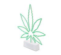 Battery Powered Wall Mountable Desk Top Green Neon Effect Marijuana Shaped LED Strip Leaf Desk Light