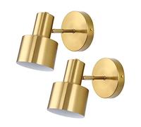Battery Powered Wall Sconces Set of 2 Remote Dimmable LED Light Fixtures for Bedside TV Wall Lounge Farmhouse Easy Installation Gold Finish.