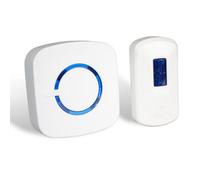 mysmartbuy Battery Powered Wireless Doorbell & Receiver with 100m Range, LED Flash & 36 Melodies - White & Blue Cordless Loud Door Chime mysmartbuy White