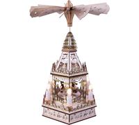 Battery Powered Wooden Christmas Pyramid with 6 LED Lights