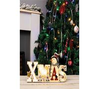 Battery Powered Wooden XMAS Display Netagon Cream One Size