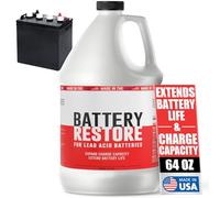Battery Restore For Lead Acid Batteries - Made In USA - 64oz Formulated Solution Extends Battery Life & Expands Charge Capacity - Safe & Effective For Golf Carts, Motorcycles, Boats & ATVs - Non-Toxic