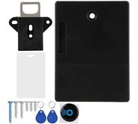 Battery RFID Cabinet Drawer Digital Lock DIY No Hole Installation Easy Setup for Wooden Doors Cabinets Business or Home Use Black ABS Plastic 1 Lock 2 Door Buckles