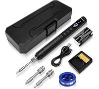 Battery Soldering Iron Set, USB Rechargeable with LCD Display, Adjustable Temperature 150-450°C, Ceramic Heating Core, 3 Soldering Tips & Soldering Wire, Professional Complete Soldering Iron Set for