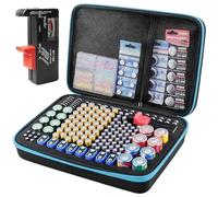 Battery Storage Box, Battery Organiser with 160+ Slots, Battery Holder Case for 2A 3A 4A AA AAA C D 9V Batteries and 3V Lithium Button Batteries, Includes BT-168 Tester (without Batteries)