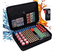 Battery Storage Box, Fireproof Battery Box, Carry Bag with Tester, Holds 216 Batteries of Different Sizes for AAA, AA, 9V, C and D Size and Tester (without Batteries)