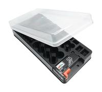 Battery Storage, Hard Shell Organizer for Aa Aaa 9v Batteries, Shock Resistant Design with Secure Latch Closure, Portable Cell Container for Drawers Cabinets Travel, Home Office Use Gray