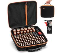 Battery Storage Organiser Case, Battery Storage Box Holds 126 AA AAA C D 9V LR44 CR2032 with BT168 Tester, Portable Batteries Storage Box for Home, Travel (Batteries Not Included)