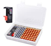 Battery Storage Organizer Box with Battery Tester, Garage Batteries Caddy Case Holder Container Holds 120+ Batteries AA AAA Lithium 3V CR123 LR44 CR2016 CR1632 CR2032 CR2025 (Batteries Not Include)