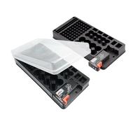 Battery Storage Organizer - Case Holder Rack, Bin Tray Station, Dock Caddy Sort Drawer Cabinet, Mount System Keeper Safe Protector Manager Arranger Unit | Garage Tools For Home Maintenance