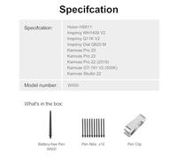 Battery Stylus Pen W500 8192 Pressure Levels with 2 Customizable Keys Compatible with HS611 Inspiroy WH1409 V2 Q11K V2 Dial Q620M Kamvas Pro 20 22 22 2019 GT 191 V2 500K Kamvas