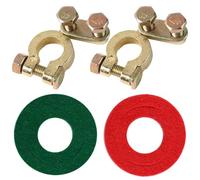 Battery Terminal Connectors, 1 Pair Pure Brass Battery Connectors Positive & Negative Battery Cable Terminals Connectors for Car Boat RV Truck Motorbike