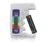 Battery Tester for Small Batteries Universal Household Battery Tester Checker with LCD Display Digital Battery Level Tester for C AA AAA D N 9V 6F22 1.5V Button Cell Safety Silver