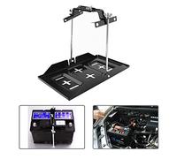 Battery Tray, Universal Metal Car Battery Tray Adjustable Hold Down Clamp Kit Clamp Width Adjustable Range 135-190mm for Glass Fiber Battery Box