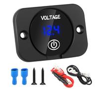 Battery Voltage Gauge DC 12V 24V Volt Meter Digital LED Voltmeter Waterproof Voltmeter with Battery Monitor, Touch Display for Cars, Boats, Motorcycles, Trucks, Marine RV (Blue Digit Display)