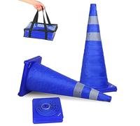 BATTIFE [2 x 71 cm Large Folding Road Safety Cones, Multifunctional Pop Up Cone and Reflective Neck, Street Parking, Driving Practice (Blue)