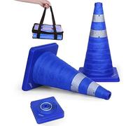 BATTIFE [Set of 2] Foldable Safety Cones with Reflective Neck, 18 Inches for Driving, Parking, Blue