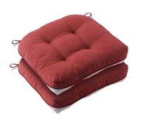 Battilo Chair Cushions Set of 2 for Dining Chairs, Seat Cushions for Kitchen Chairs with Non-Slip Backing, Indoor/Outdoor Waterproof Chair Seat Pads with Ties, 15.5"x15.5"x4", Red