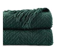 Battilo Christmas Green Throw Blanket for Sofa, Knit Woven Green Blankets, Super Soft Warm Decorative Christmas Blanket with Tassels for Bed Chair Couch Living Room, 150cm×200cm