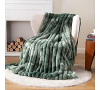 Battilo Faux Rabbit Fur Throw Blanket, Tie Dye Green Large Throw 150x200cm