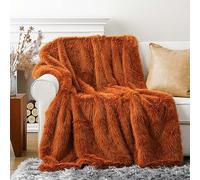 BATTILO HOME Burnt Orange Faux Fur Throw Blanket, 125 x 150cm | Luxury Plush Fluffy Fur Blanket Throw, Super Soft Fuzzy Warm Cozy Orange Fur Throws for Sofa Bed Armchair Home Fall Decor