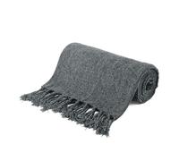 BATTILO HOME Chenille Throw Blanket Dark Grey Throws for Sofas, Warm Soft Cozy Grey Blanket with Fringe Tassels, Lightweight Knit Throw Blanket for Bed Couch Home Decor, 130×150cm