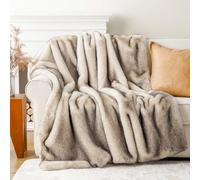 BATTILO HOME Cream Faux Fur Throw Blanket, Luxury Decorative Fuzzy Warm Cozy Fur Throws for Sofa Bed Couch,125x150cm