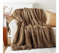 BATTILO HOME Faux Fur Throw Blanket Camel 125x150cm Luxury Fuzzy Warm Cozy Fluffy Fur Blanket for Bed, Sofa, Couch Home Decor