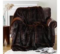 BATTILO HOME Luxury Chocolate Brown Faux Fur Throw Blanket, 150x200cm Fluffy Fur Blanket for Bed, Comfy Shaggy Cozy Plush Fuzzy Large Fur Throws for Sofa Couch Living Room Home Decor