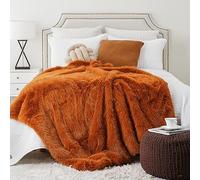 BATTILO HOME Luxury Orange Faux Fur Throw Blanket 150x200cm, Fluffy Large Blanket for Bed, Comfy Shaggy Cozy Plush Fuzzy Fur Blanket for Sofa Couch Living Room Home Decor