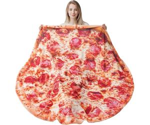 BATTILO HOME Pizza Flannel Blanket, Funny Food Blanket, 47inch | Sofa Soft Salami Throw Blankets, Large Beach Towel, Perfect for Camping, Home Bed Sleeping Blanket for Kids Child
