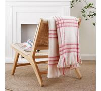 Battilo Plaid Throw Blanket for Couch Bed, Farmhouse Mohair Plaid Blankets, Soft Cashmere Checkered Pattern, Red Christmas Throw Blanktet for Home Decor(125x150cm)