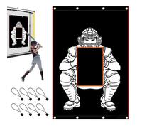 Batting Cage Backstop - Durable Polyester Mesh Black Weather Resistant Baseball Backstop Target for Backyard, Training Aid for Youth and Adult Outdoor Trainers, Portable | R