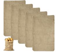 BATTIPAW 5PCS Hessian Sack, 100 x 60 cm Large Reusable Hessian Jute Bags Potato Sacks for Vegetable Storage Bag, Breathable Natural Fiber Storage Bags for Potatoes Onions Beans Root