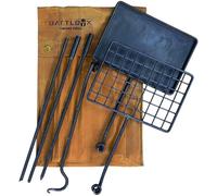 BATTLBOX Bushcraft Grill Set, Steel Campfire Cooking Grate Swivel Grill For Outdoor BBQ Open Fire, Packable Campfire Cook Set, Heavy Duty Open Fire Swivel Camping Cooktop, Canvas Bag