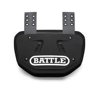Battle Back Bone Back Plate - Rear Protector Lower Back Pads for Football Players - Backplate Shield with High Impact Foam Backing - Available in Youth and Adult Sizes, Black/White