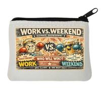 Battle Between Work and Weekend Fun Neoprene Coin Purse Pouch 10x11cm White